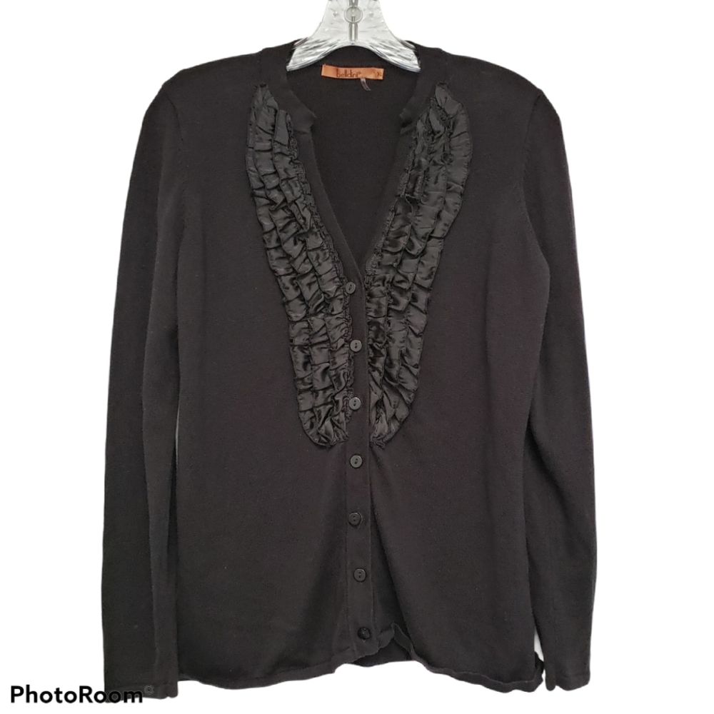 Black Front Ruffle Belldini Cardigan - Picture 1 of 5